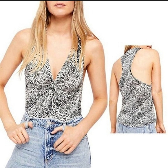 Free People Tops - Free People Black White Coco Print Tank Top